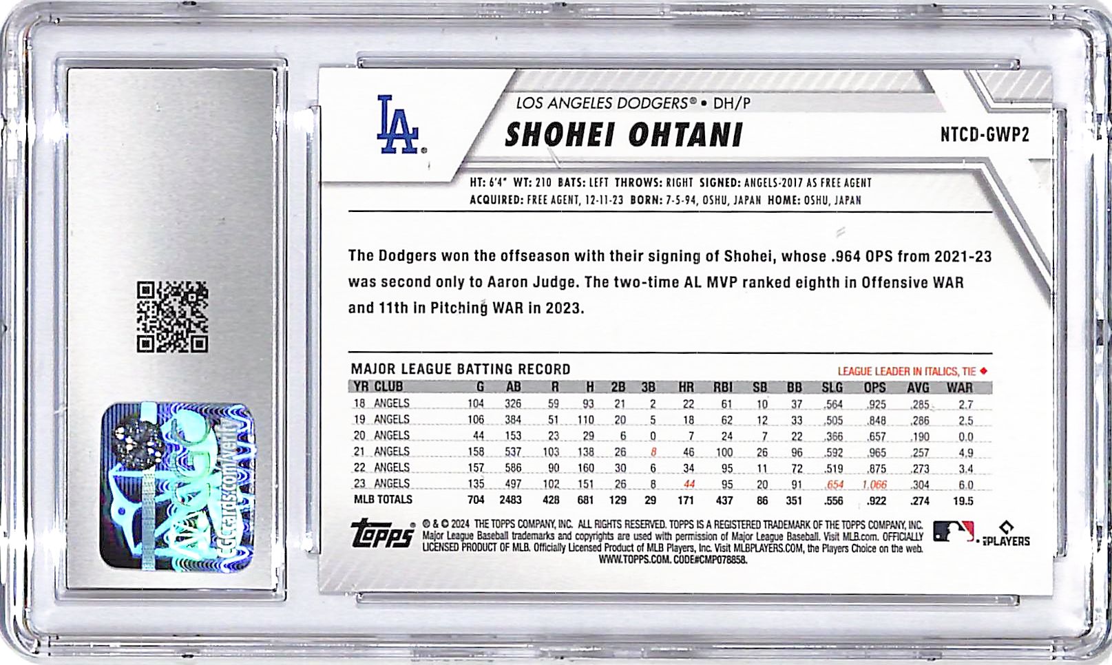 2024 Topps National Trading Card Day Shohei Ohtani CGC 10 Dodgers