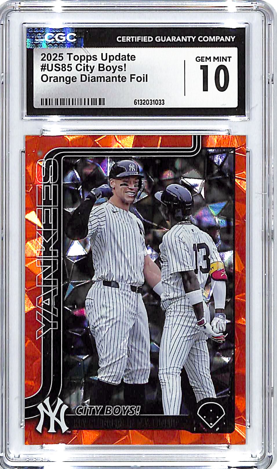 2025 Topps Update City Boys Aaron Judge Orange Diamante Foil /25 CGC 10 Yankees