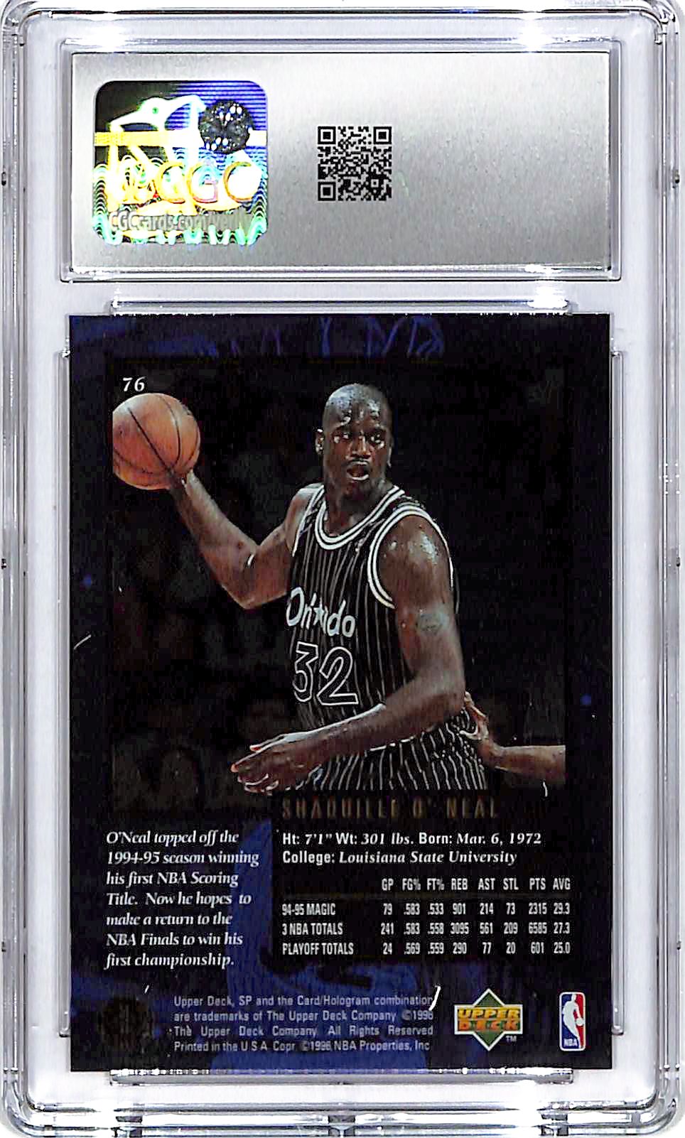 1995-96 SP Championship Shaquille O'Neal #76 CGC 9.5 Magic