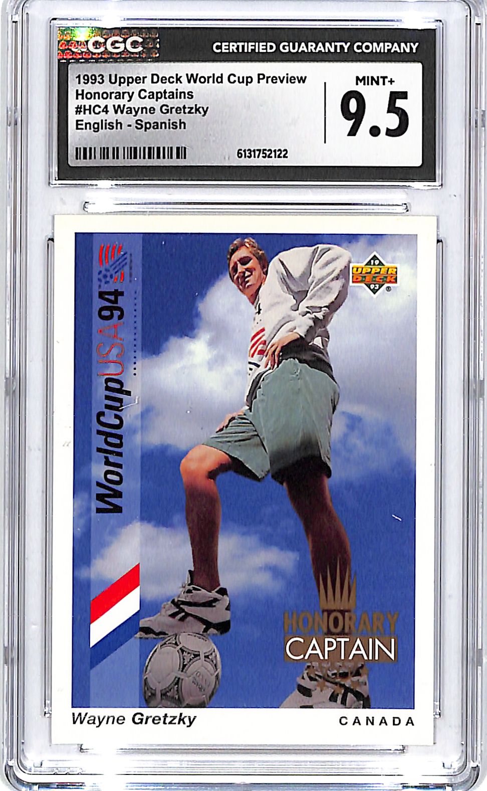 1993 Upper Deck World Cup Preview Wayne Gretzky Honorary Captains CGC 9.5