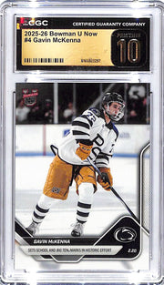 2025-26 Bowman University U Now Gavin McKenna Rookie RC #4 CGC 10 Pristine Penn State