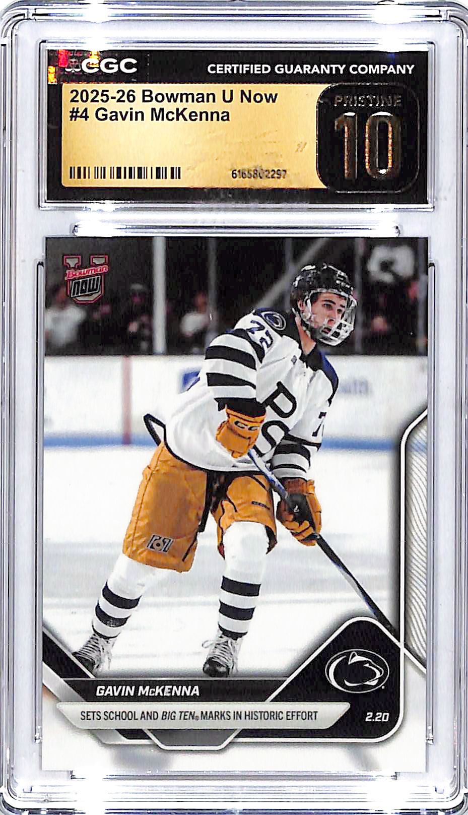 2025-26 Bowman University U Now Gavin McKenna Rookie RC #4 CGC 10 Pristine Penn State