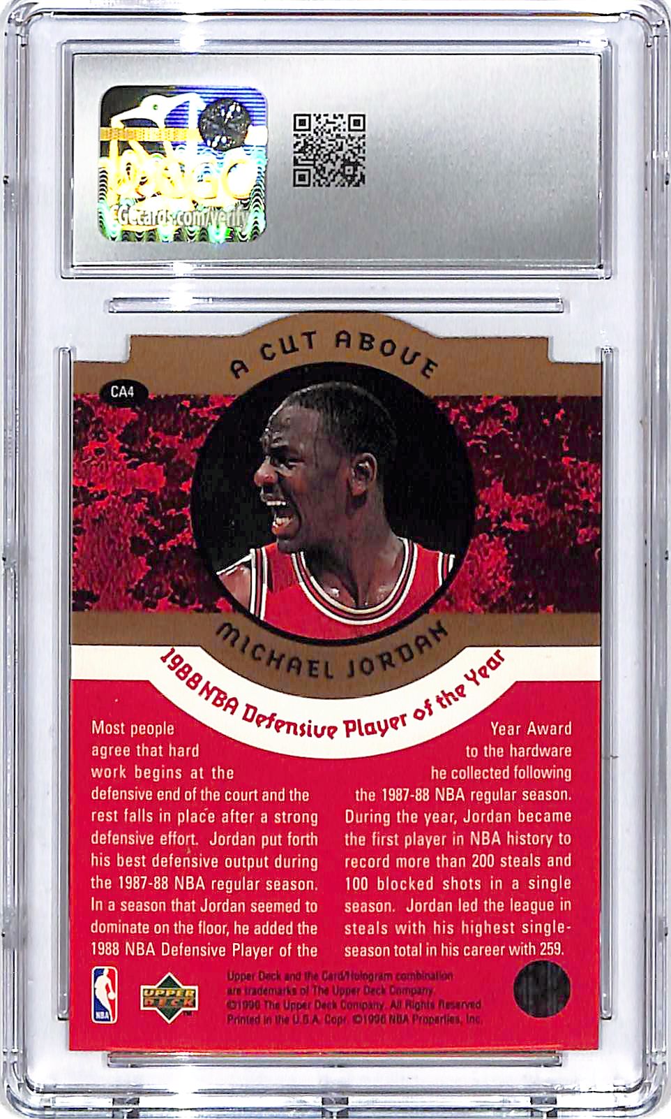 1996-97 Collector's Choice Michael Jordan A Cut Above CA4 CGC 9.5 Bulls
