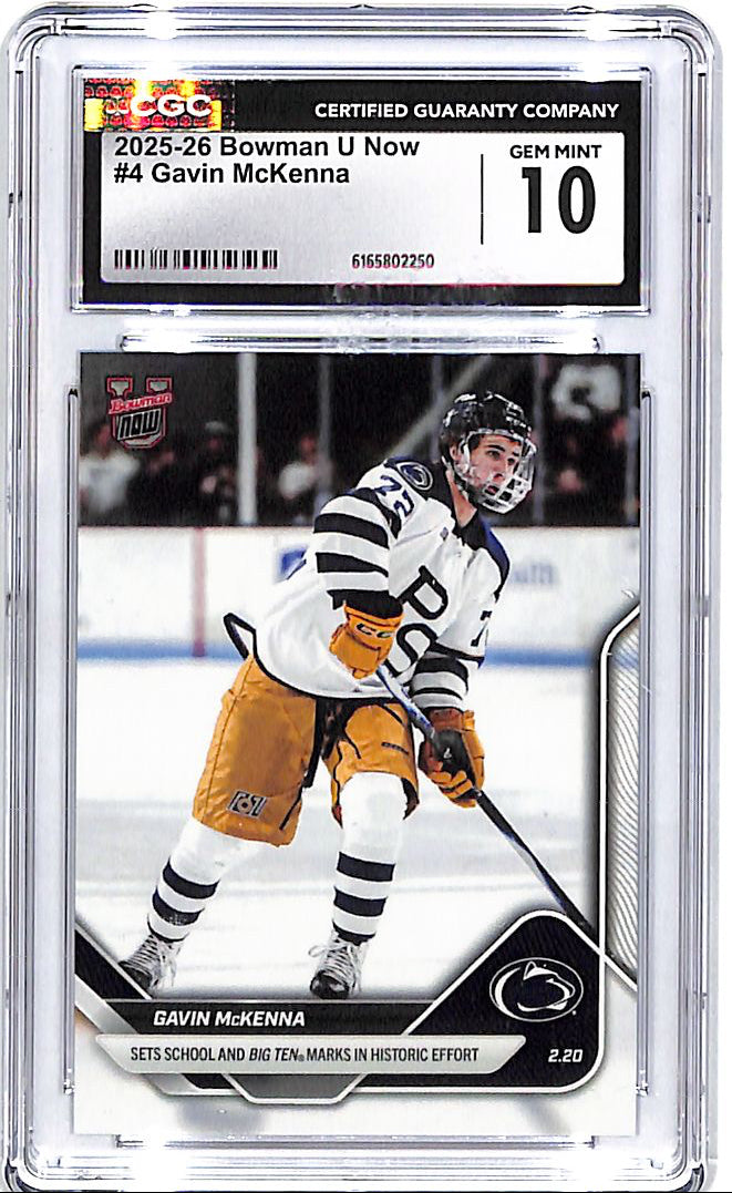 2025-26 Bowman U University Now Gavin McKenna Rookie RC #4 CGC 10 Penn State