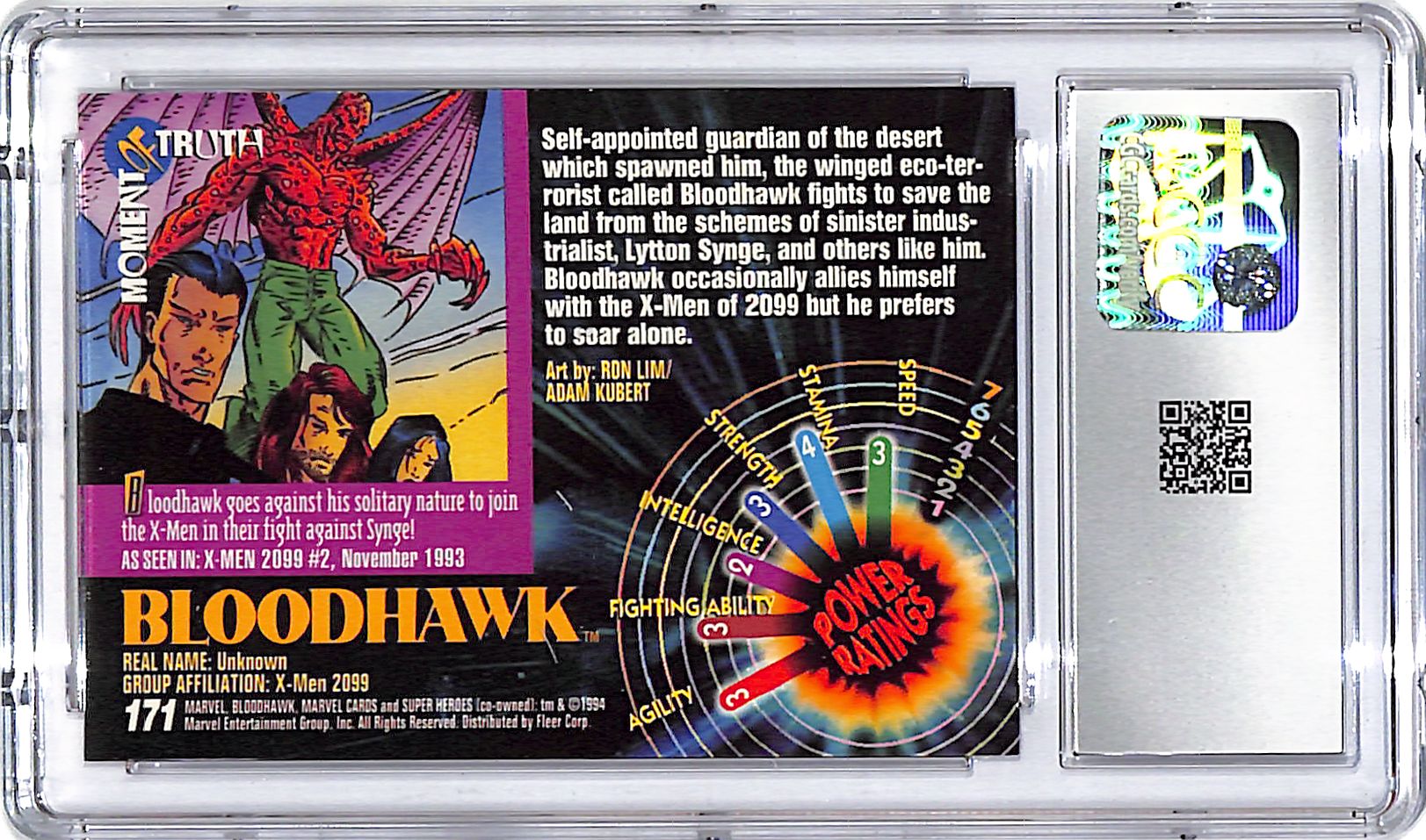 1994 Fleer Marvel Universe Series Bloodhawk #171 CGC 9.5
