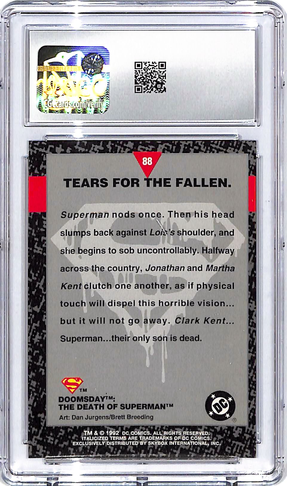 1992 Skybox Doomsday The Death of Superman Tears for the Fallen #88 CGC 9.5