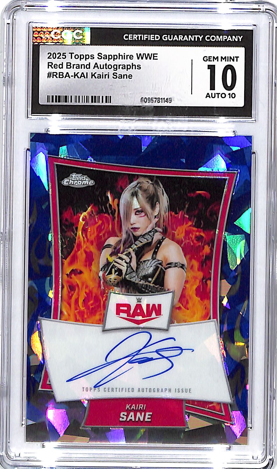 2025 Topps Chrome Sapphire WWE Kairi Sane Auto Autograph CGC 10