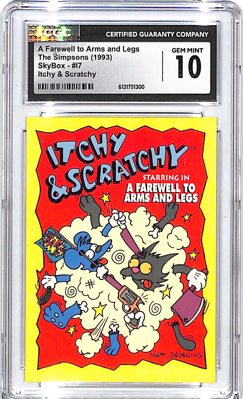 1993 Skybox The Simpsons Itchy & Scratchy A Farewell to Arms and Legs CGC 10