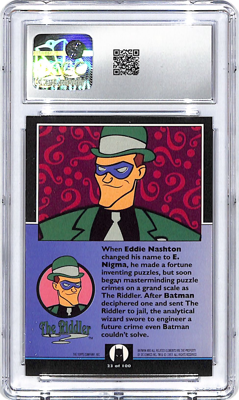 1993 Topps Batman The Animated Series The Riddler #23 CGC 9.5