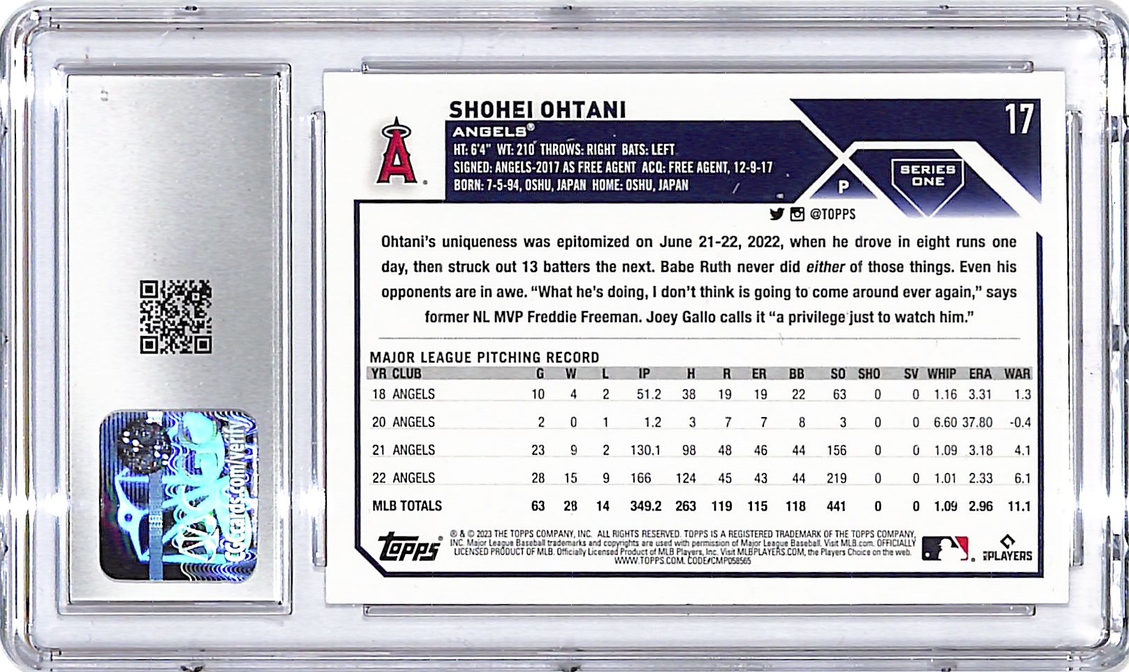 2023 Topps Shohei Ohtani #17 CGC 10 Angels