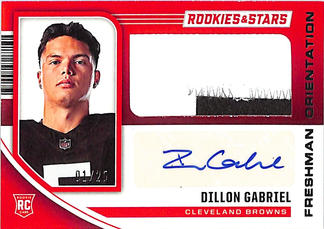 2025 Rookies and Stars Dillon Gabriel Auto Autograph Patch Rookie RC Jersey /25 Browns