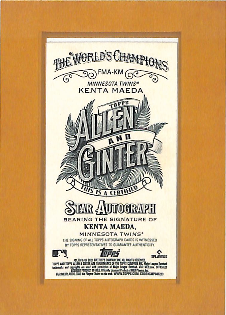 2021 Topps Allen and Ginter Kenta Maeda Auto Autograph Mini Framed Twins