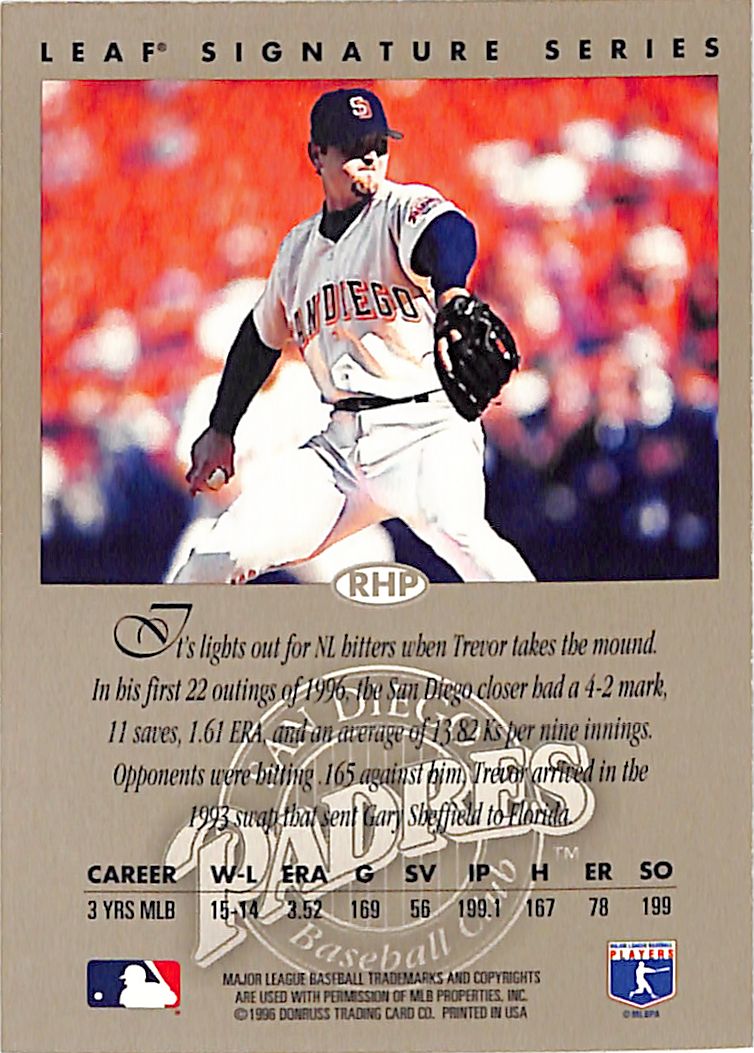 1996 Leaf Signature Series Trevor Hoffman Auto Autograph Padres