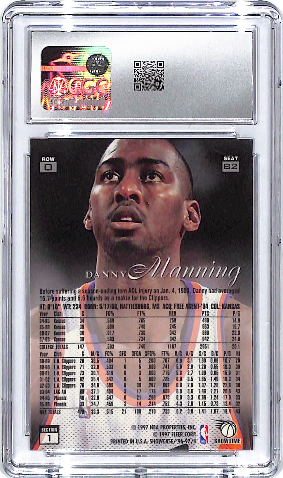 1996-97 Flair Showcase Danny Manning Row 0 #82 CGC 9.5 Suns