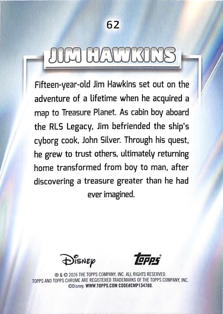2026 Topps Chrome Disney Jim Hawkins Purple Refractor /75