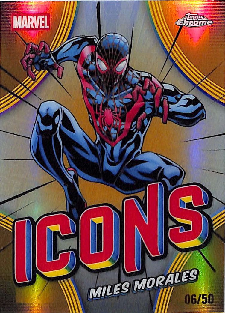 2026 Topps Chrome Marvel Comics Miles Morales Icons Gold Refractor /50
