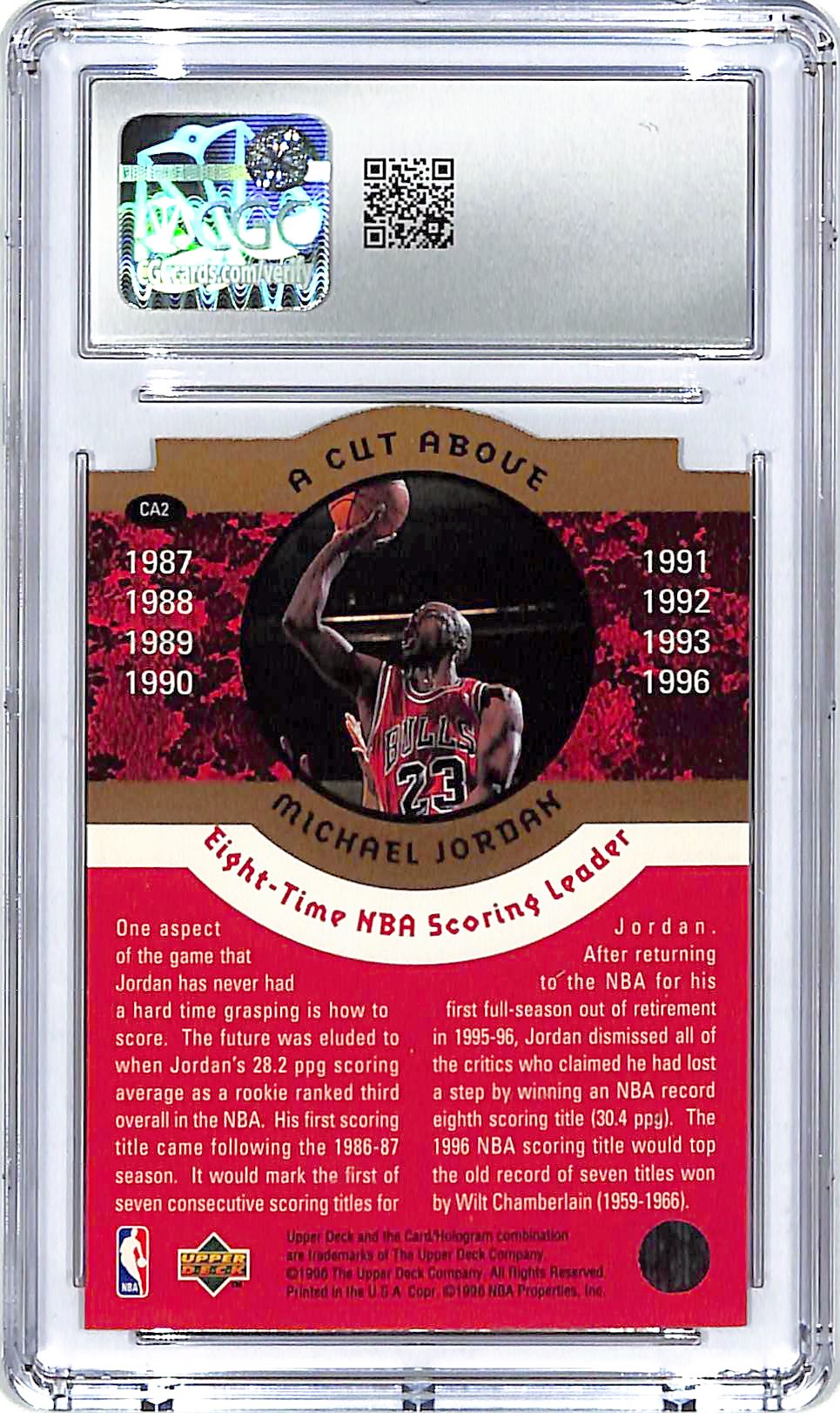 1996-97 Collector's Choice Michael Jordan A Cut Above #CA2 CGC 10 Bulls