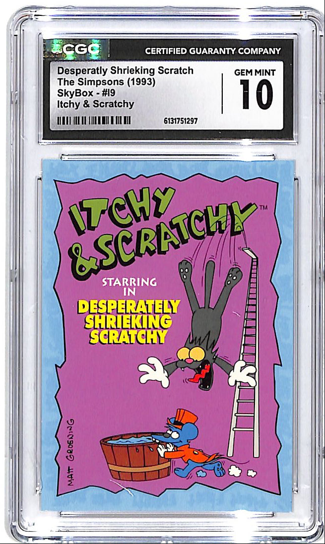 1993 Skybox The Simpsons Itchy & Scratchy Desperately Shrieking Scratch CGC 10