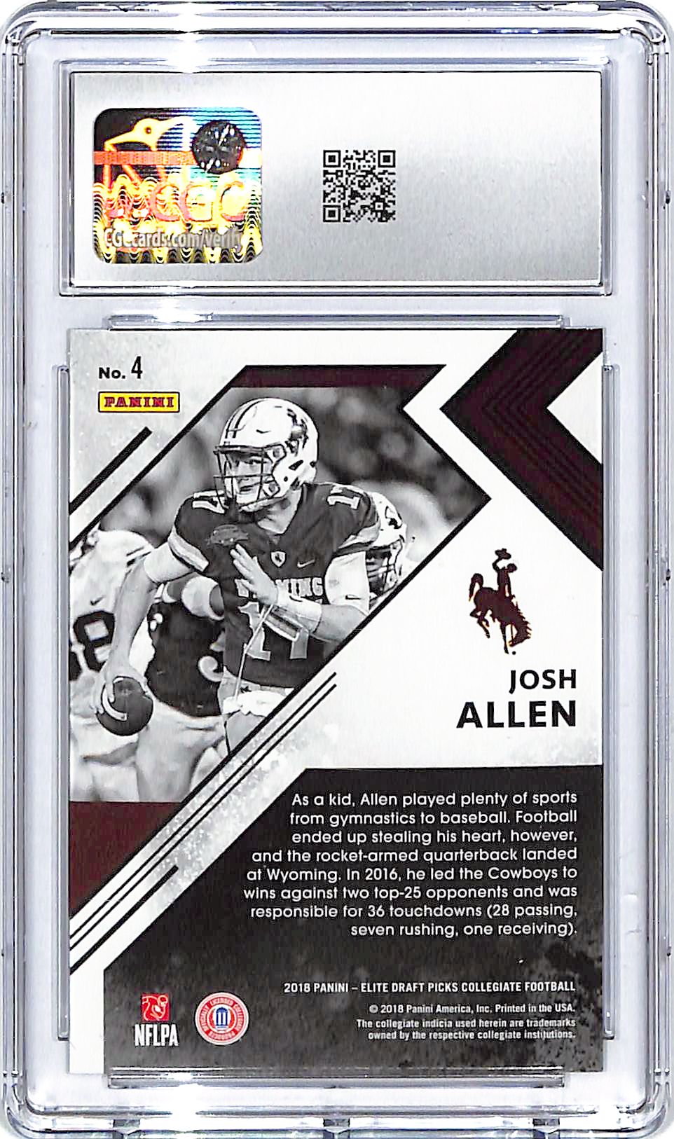 2018 Elite Draft Picks Josh Allen Elite Series Rookie RC CGC 10