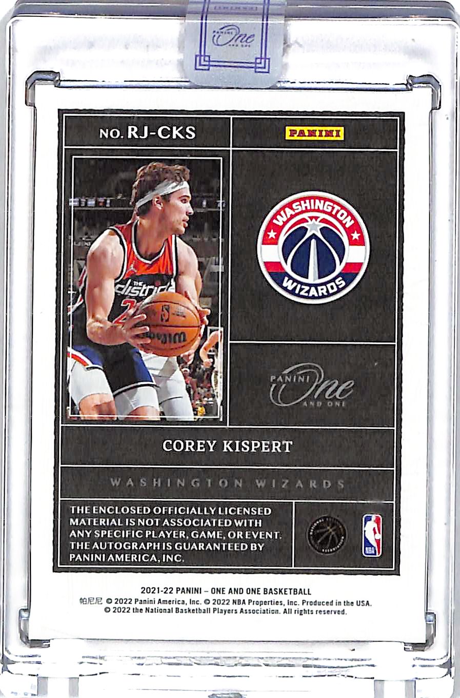 2021-22 Panini One and One Corey Kispert Auto Autograph Rookie RC Patch Jersey /15