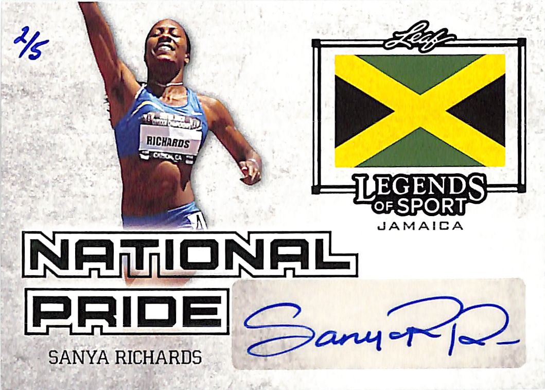 2015 Leaf Legends of Sport Sanya Richards Auto Autograph National Pride Green /5