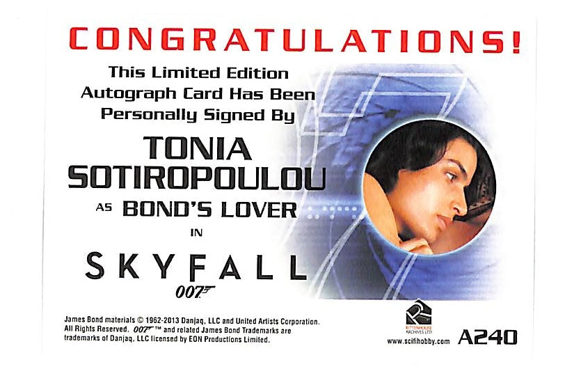 2013 James Bond Skyfall 007 Tonia Sotiropoulou Auto Autograph Bond's Lover