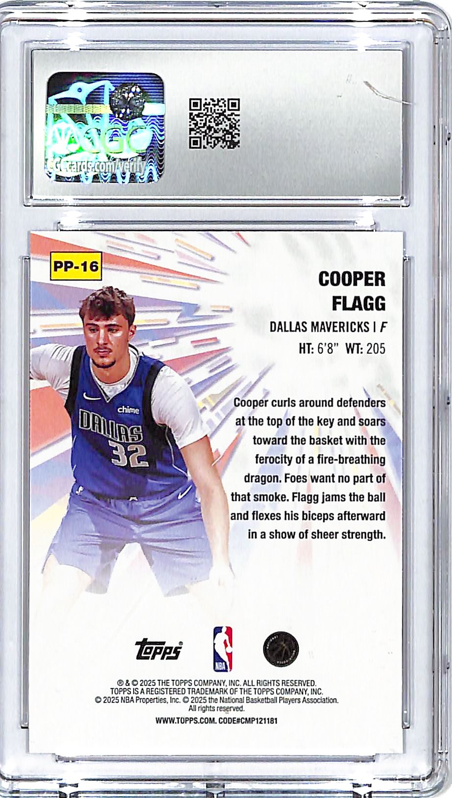 2025-26 Topps Cooper Flagg Power Players Rookie #16 CGC 10 Mavericks