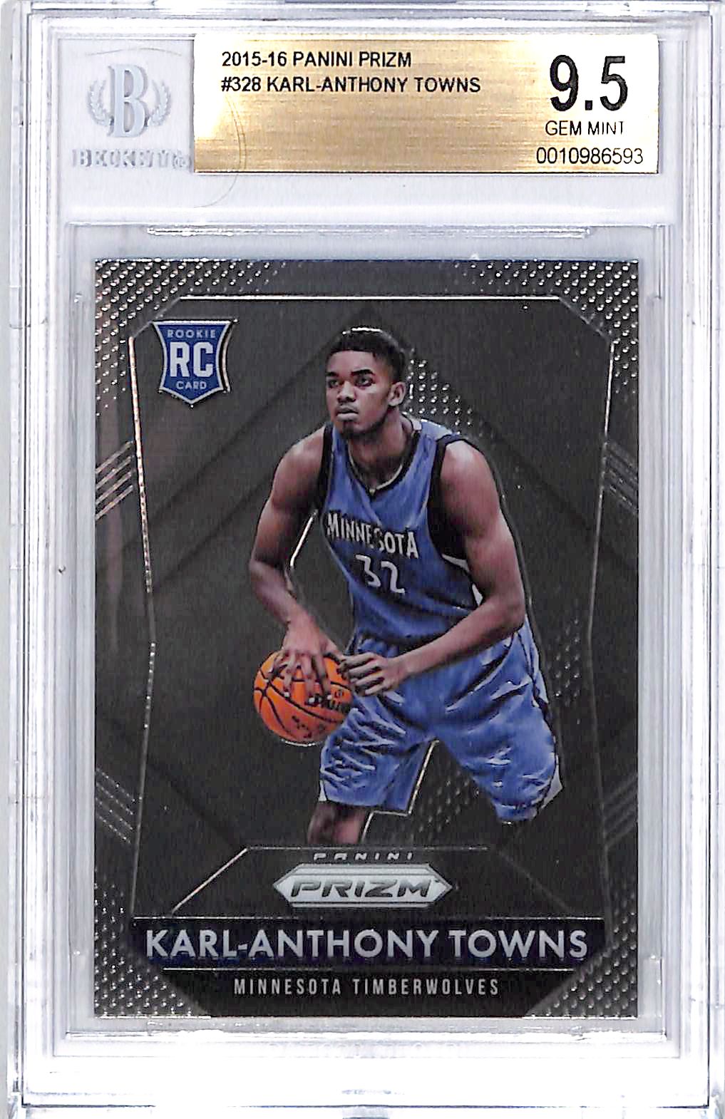 2015-16 Prizm Karl-Anthony Towns Rookie RC #328 BGS 9.5 Timberwolves