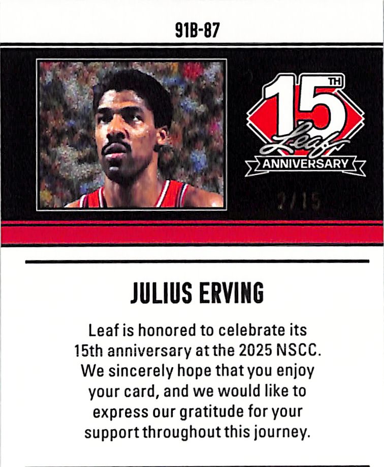 2025 Leaf 15th Anniversary Julius Erving Silver Lava /15 76ers