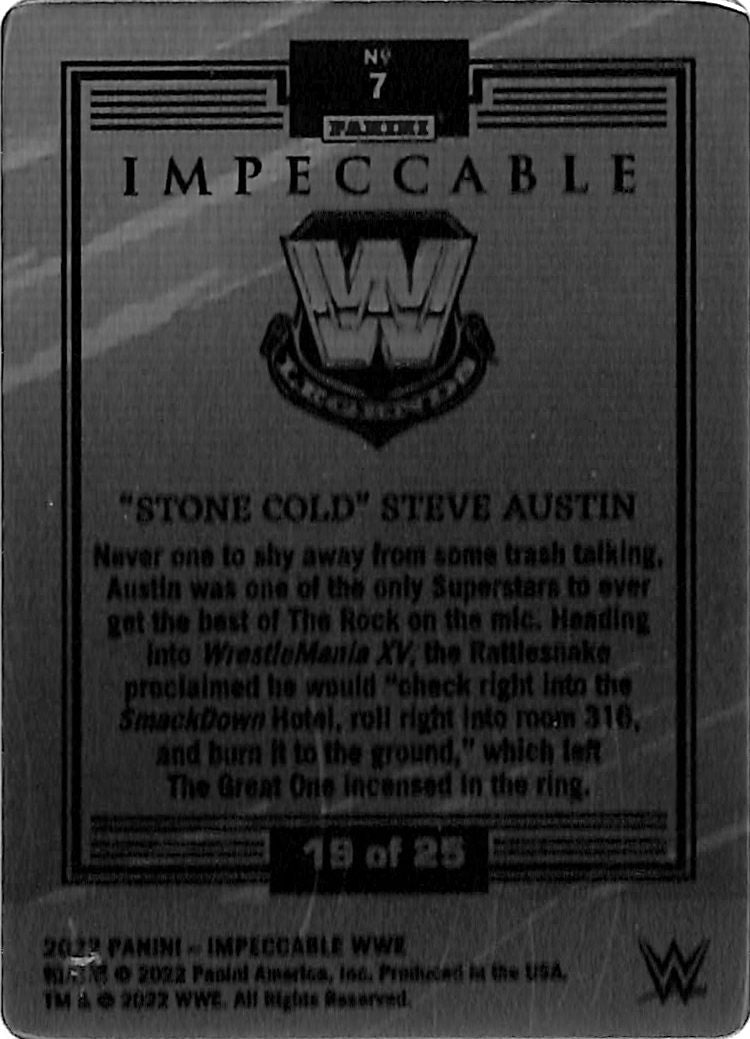 2022 Impeccable WWE Stone Cold Steve Austin Stainless Stars Orange /25