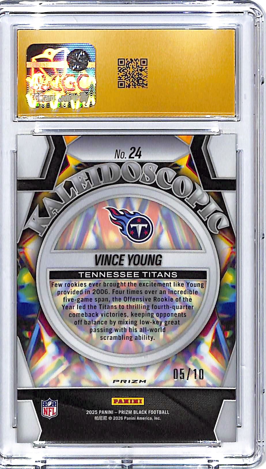 2025 Prizm Black Vince Young Kaleidoscopic Gold /10 CGC 10 Pristine Titans