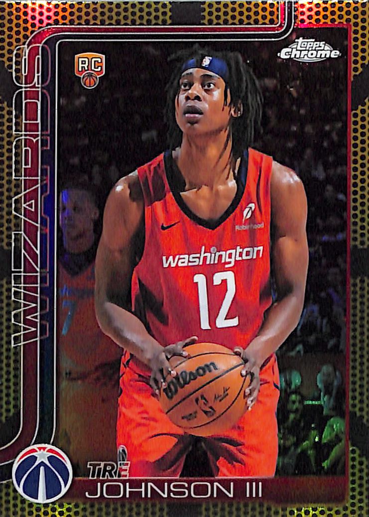2025-26 Topps Chrome Tre Johnson Rookie RC Yellow Basketball Refractor /275