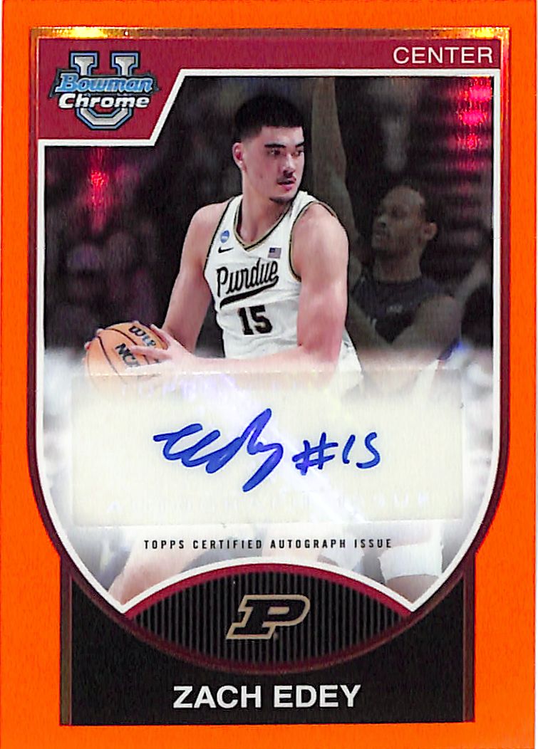 2023-24 Bowman Chrome University Zach Edey Auto Autograph Orange Refractor /25