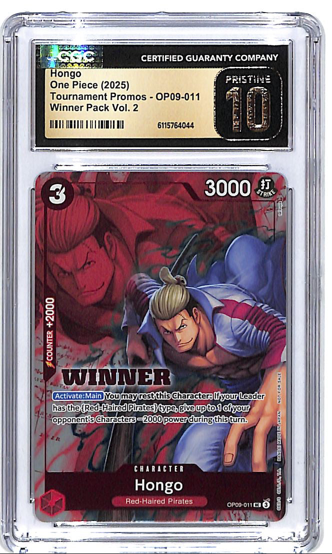 One Piece Tournament Promos Winner Pack Vol 2 OP09 Hongo 011 CGC 10 Pristine