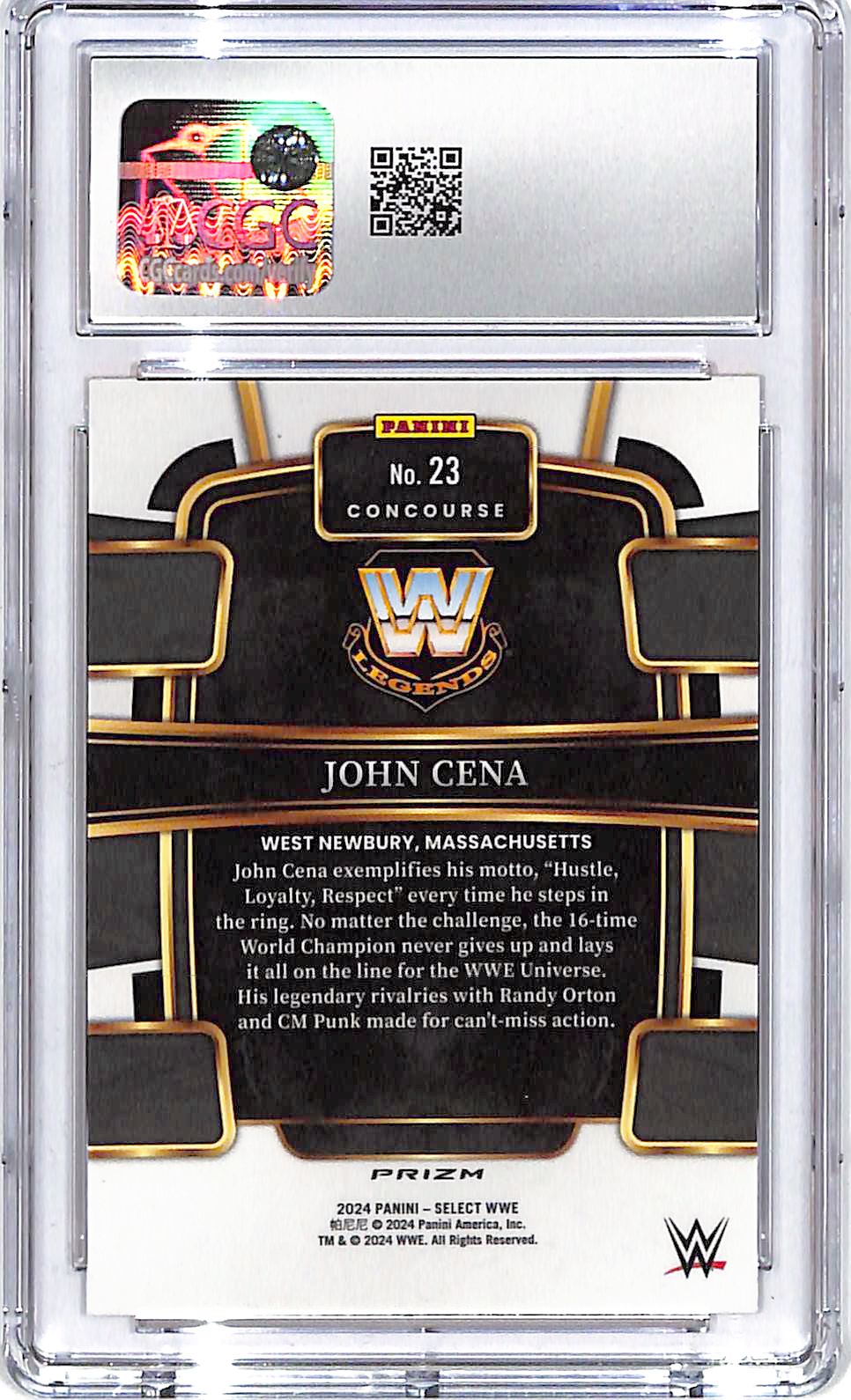 2024 Select WWE John Cena Orange Flash CGC 10