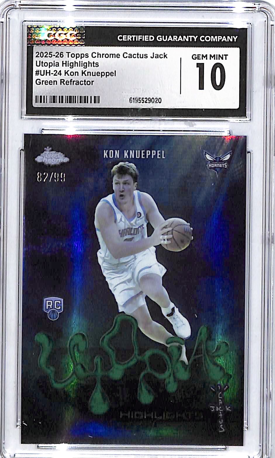 2025-26 Topps Chrome Cactus Jack Kon Knueppel Utopia Highlights Green /99 CGC 10