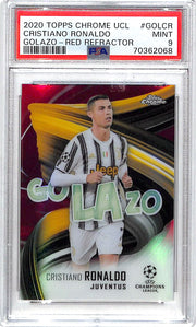 2020-21 Topps Chrome UEFA Cristiano Ronaldo Golazo Red Refractor /10 PSA 9