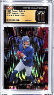 2025 Select Jaxson Dart Black Red Shock Rookie RC CGC 10 Pristine Giants