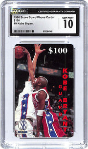 1996 Score Board Phone Cards Kobe Bryant Rookie RC 100 #9 CGC 10 Lakers