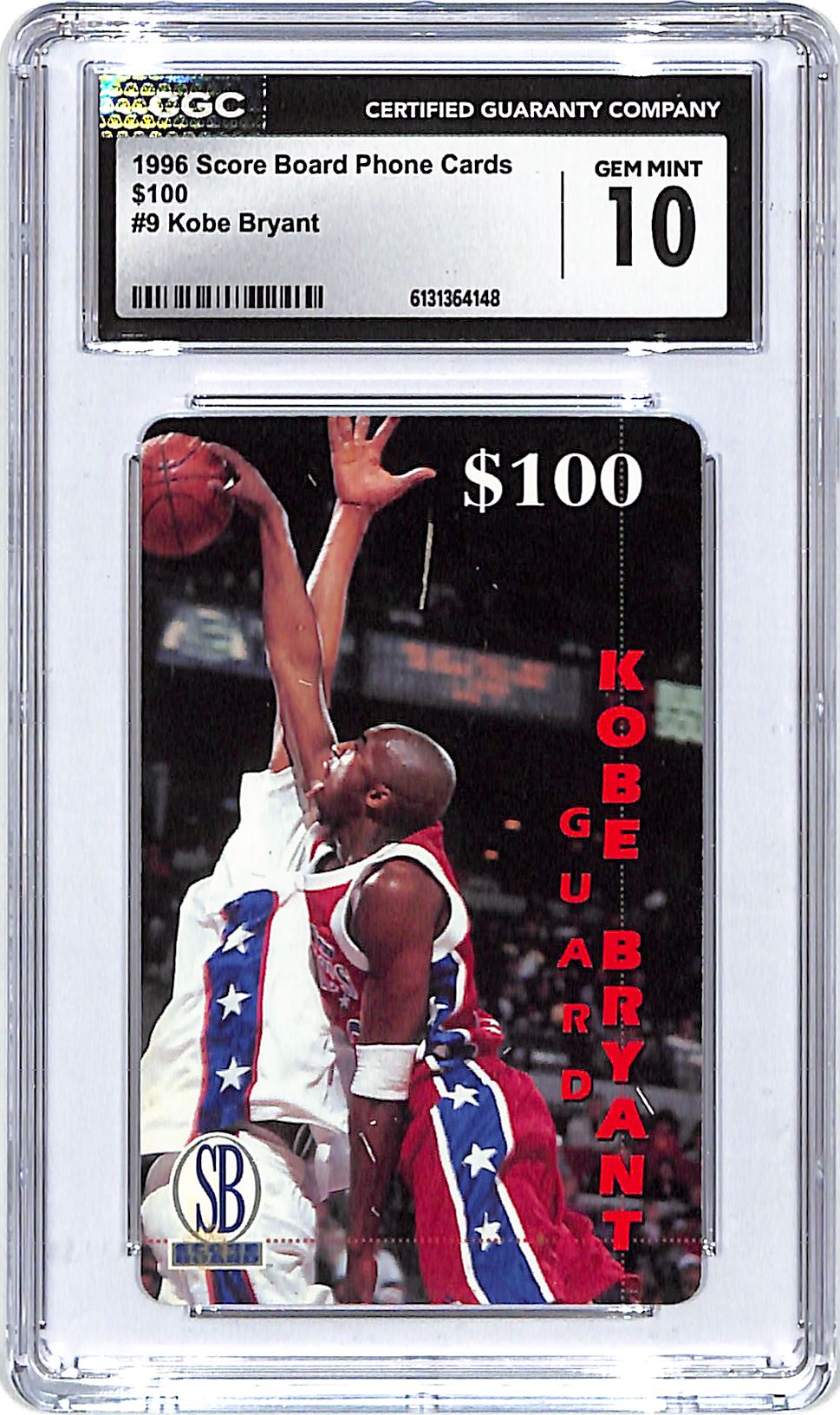 1996 Score Board Phone Cards Kobe Bryant Rookie RC 100 #9 CGC 10 Lakers