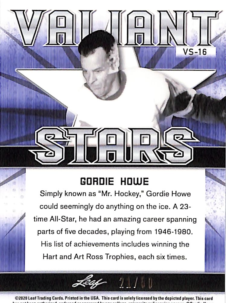 2020 Leaf Best of Sports Gordie Howe Valiant Stars Orange /50