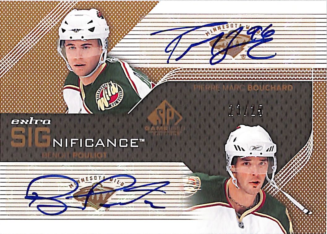 2007-08 SP Game Used Pierre-Marc Bouchard Benoit Pouliot Auto Autograph /25