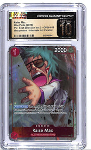 One Piece PC Best Selection Vol 3 OP06 Raise Box 016 Alternate Art CGC 10 Pristine