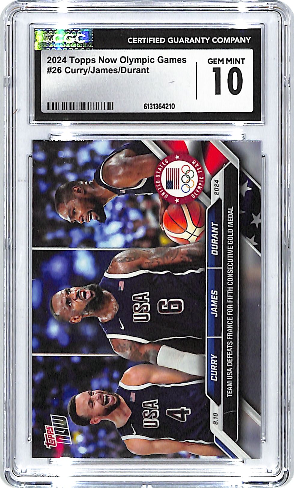2024 Topps Now Olympic Games Stephen Curry Lebron James Kevin Durant #26 CGC 10