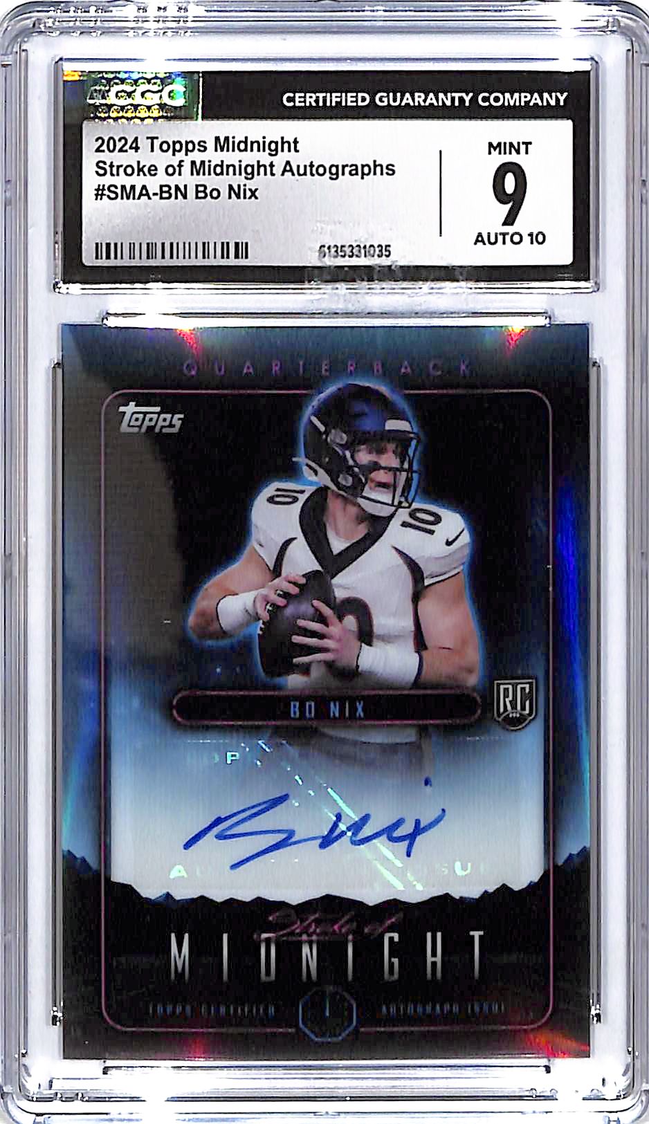 2024 Topps Midnight Bo Nix Auto Autograph Rookie RC CGC 9 Broncos