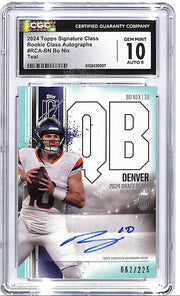 2024 Topps Signature Class Bo Nix Auto Autograph Rookie RC Teal /225 CGC 10