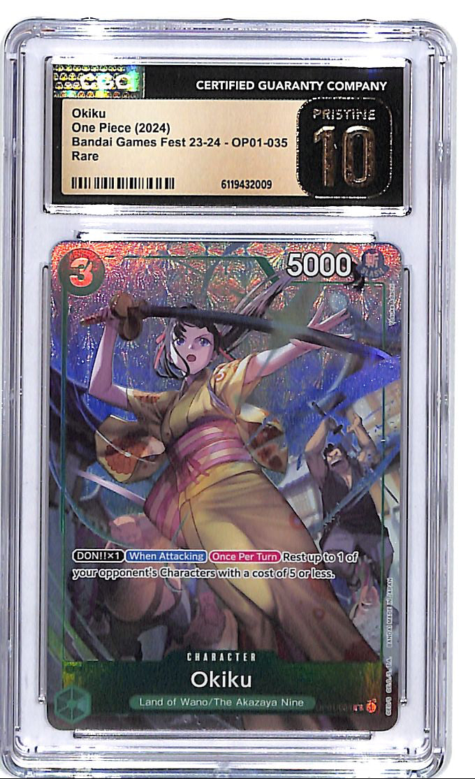 One Piece Bandai Games Fest 23-24 OP01 Okie 035 CGC 10 Pristine