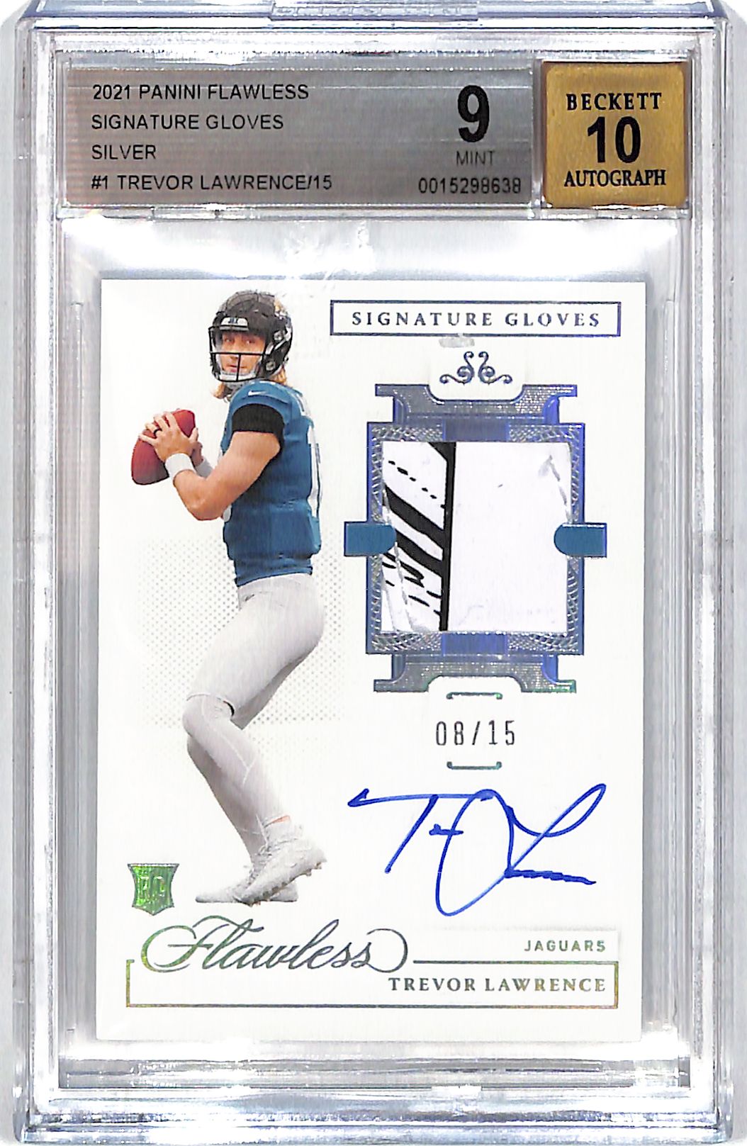 2021 Flawless Trevor Lawrence Signature Gloves Auto Autograph Rookie RC BGS 9 /15