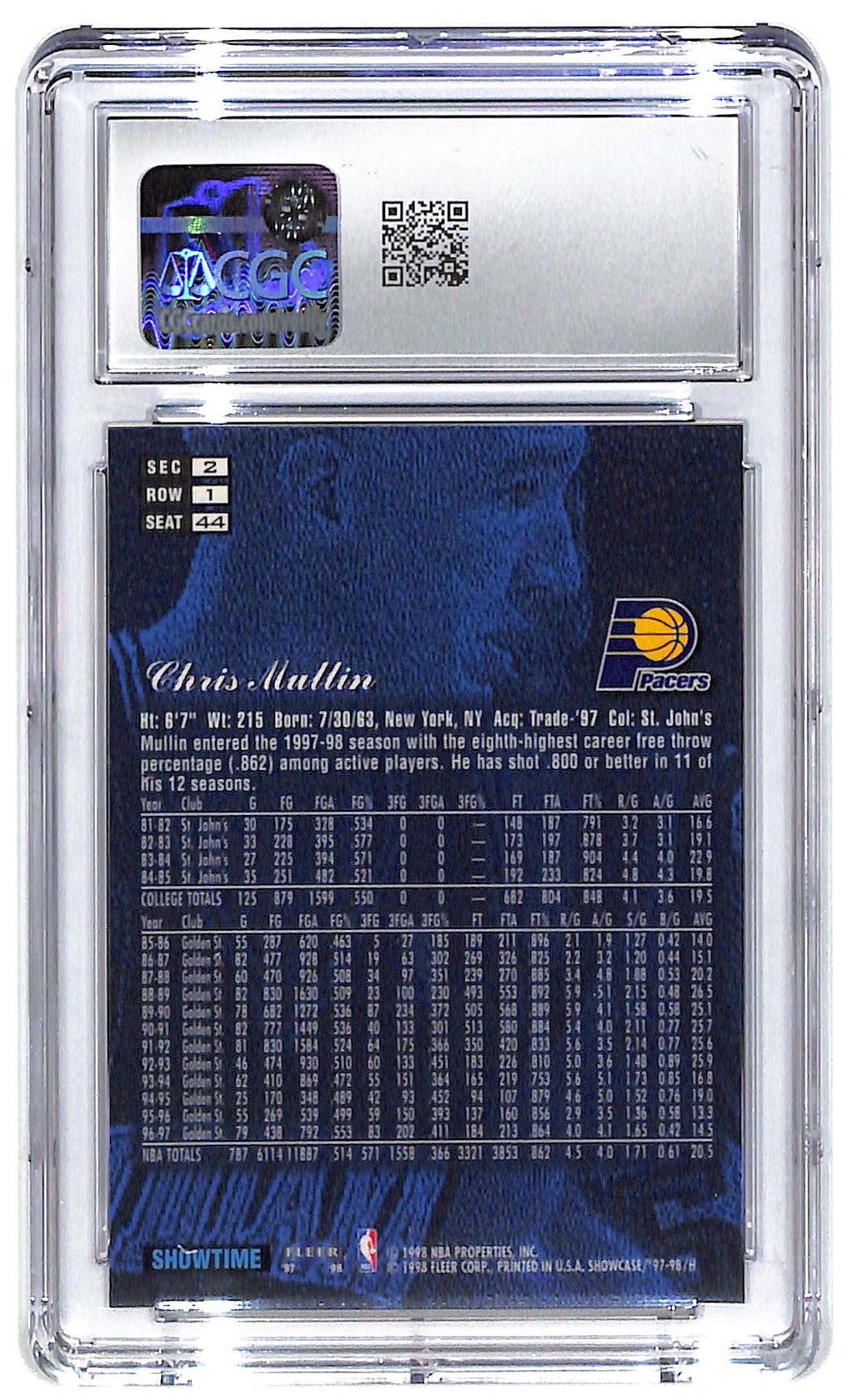 1997-98 Chris Mullin Flair Showcase Row 1 #44 CGC Mint Plus 9.5