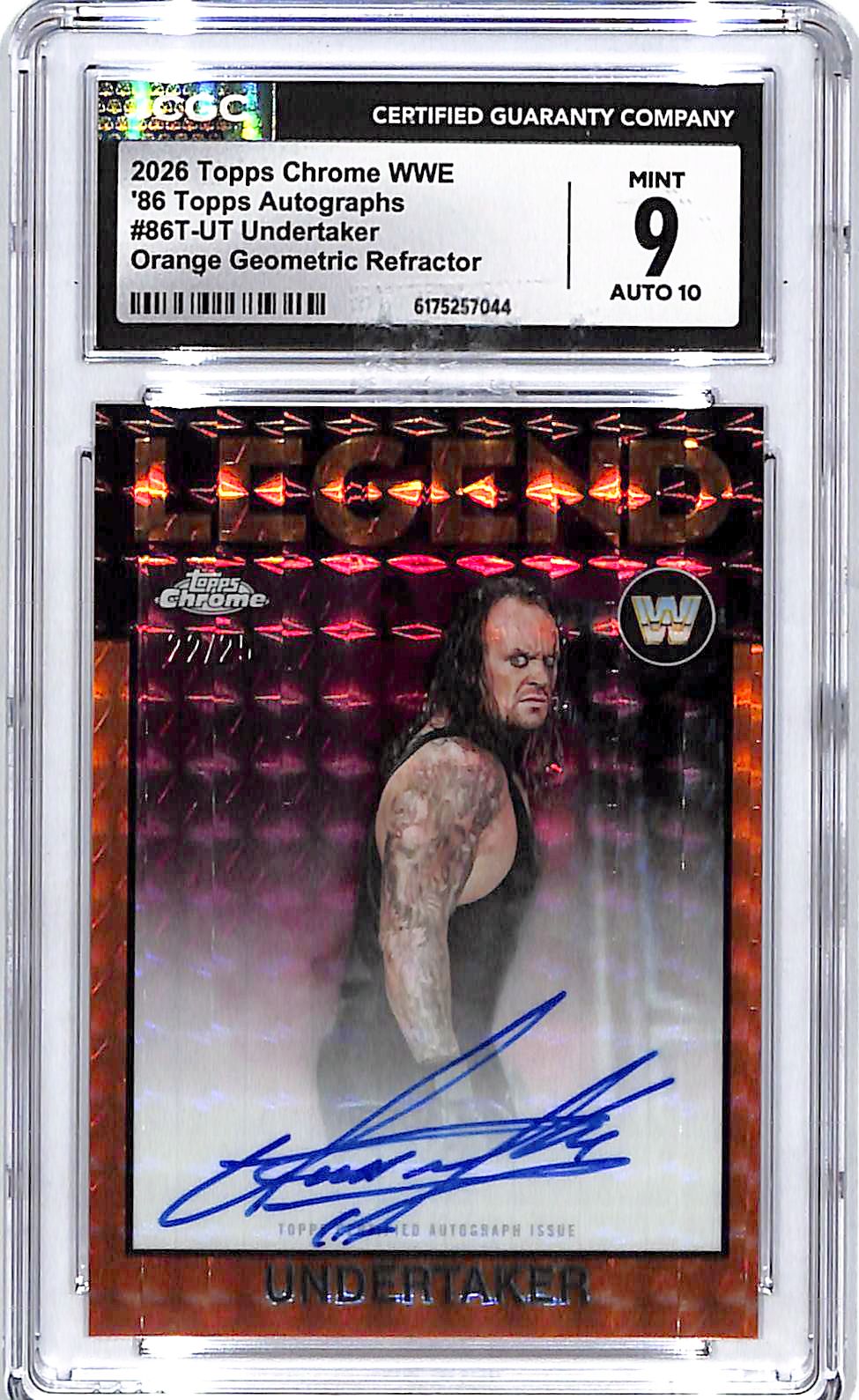 2026 Topps Chrome WWE Undertaker Auto Autograph Orange 86 Throwback CGC 9 /25